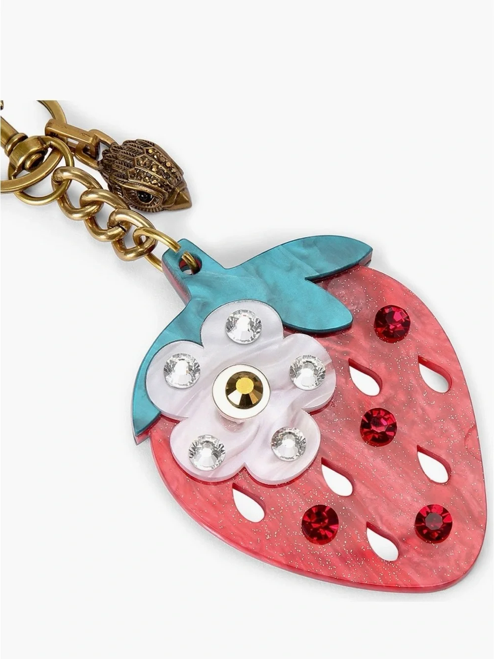 Strawberry Pendant Keychain Charm in Red, Blue and White